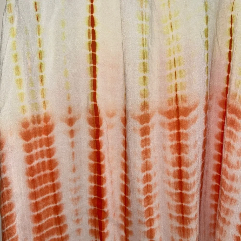 Women’s Sz 8 Tunic Sleeveless Top Or Short Sundress Tye dye Orange White Yellow - Picture 4 of 6